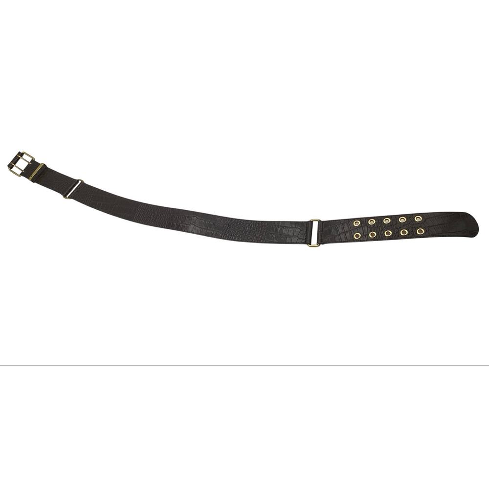Ralph Lauren belt wide, croc-embossed leather gold-tone double-prong hardware M - Picture 4 of 9